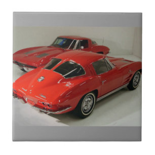Classic Split Window Red Corvette Tile