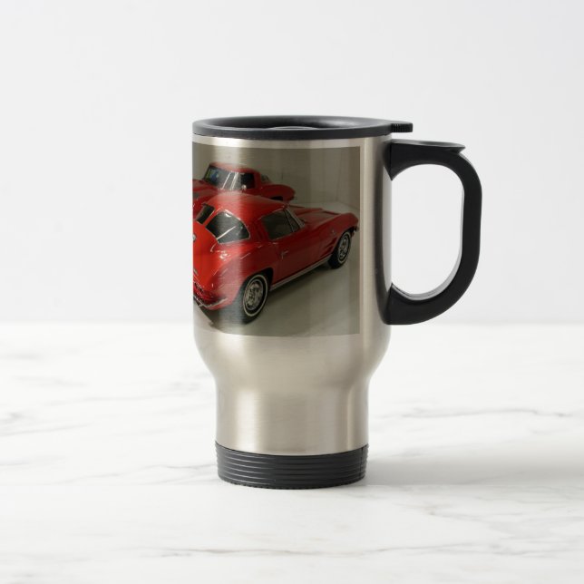 Classic Split Window Red Corvette Travel Mug (Right)