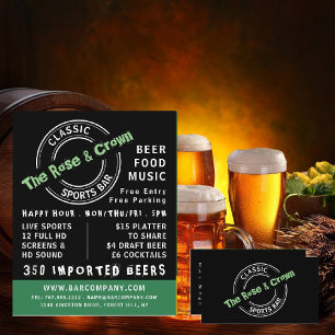 Classic Sports Bar Logo, Pub/Brewery Advertising Flyer
