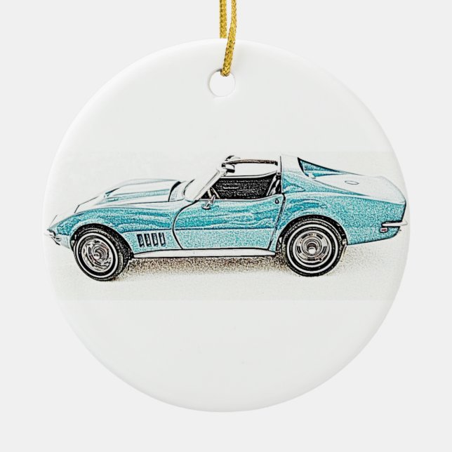 Classic Sports Car Ceramic Tree Decoration (Front)