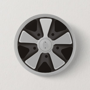 Classic sports car racing wheel used on 911 6 cm round badge