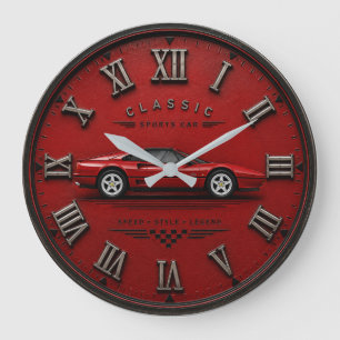 Classic Sports Car Vintage Italian Supercar Garage Large Clock