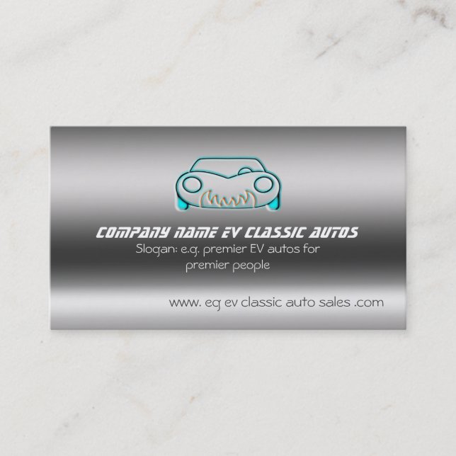 Classic Sportscar Logo on Brushed Steel-effect Business Card (Front)