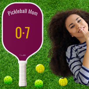 Classic Sporty Pickleball Mom Custom Name Number Paddle