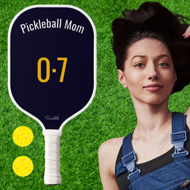 Classic Sporty Pickleball Mom Custom Name Number Paddle (Creator Uploaded)