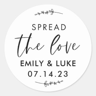Classic Spread the Love Wedding Favour Classic Round Sticker