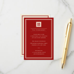 Classic Square Double Happiness 囍 Tea Ceremony Enclosure Card