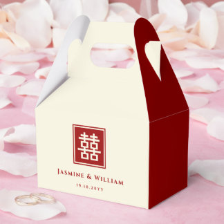 Classic Square Double Happiness Chinese Wedding Favour Box