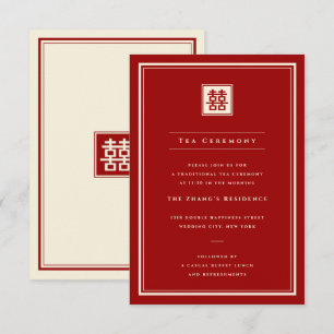 Classic Square Double Happiness Tea Ceremony Invitation