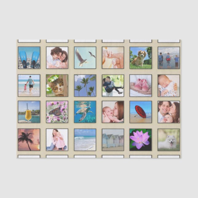Classic Square Frame Photo Collage Tissue Paper (Front)