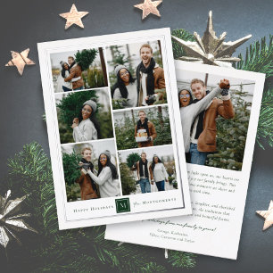 Classic Square Monogram Minimalist 6 Photo Collage