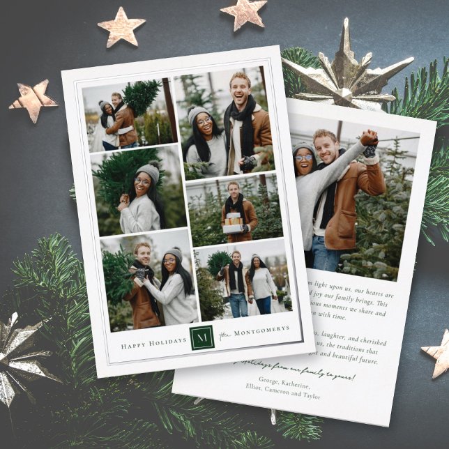 Classic Square Monogram Minimalist 6 Photo Collage (Creator Uploaded)