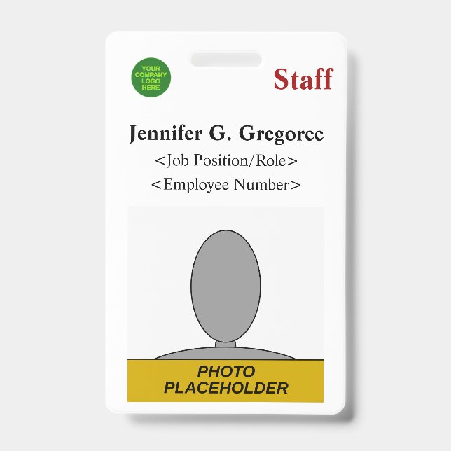 Classic "Staff" Badge ID Badge (Front)
