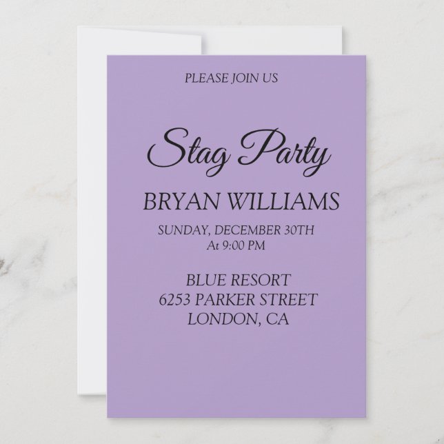 Classic Stag Party Invitation (Front)