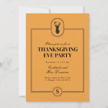 Classic Stag Thanksgiving Eve Party Invitation