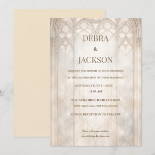 Classic Stained Glass Cathedral- Champagne Gold Invitation