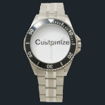 Classic Stainless Steel Watch_ Customise it Watch<br><div class="desc">Classic Stainless Steel The eWatchFactory Classic Stainless Steel Watch is built for adventure. Designed as a nod to classic diver and military watches, it features 100% stainless steel construction, adjustable bezel, and water resistance to 300 feet. Customise the watch face with your name, photos, or designs for a stylish memento...</div>