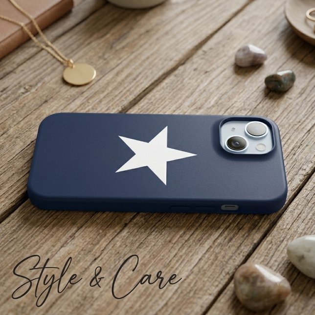 Classic Star Motif Navy Blue iPhone 15 Case (Classic Star Motif Navy Blue iPhone 15 Case)