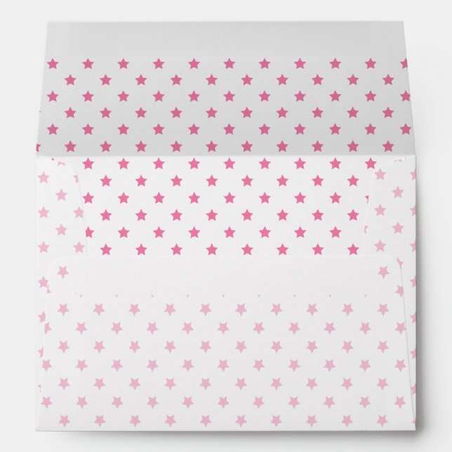 Classic Stars Fuchsia Pink - White Envelope (Back (Bottom))