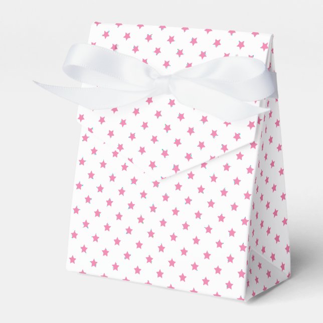 Classic Stars Fuchsia Pink - White  Favour Box (Front Side)