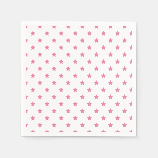 Classic Stars Fuchsia Pink - White Napkin (Front)