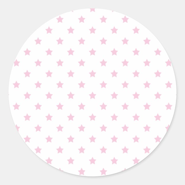 Classic Stars Light Pink - White Round Sticker (Front)
