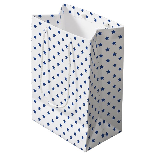 Classic Stars True Blue - White Medium Gift Bag (Front Angled)