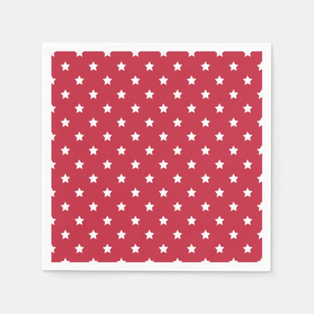 Classic Stars White - Cherry Red Napkin (Front)