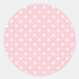 Classic Stars White - Pink Round Sticker