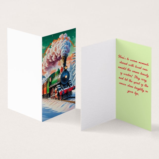 Classic steam locomotive Christmas Card (Inside and Outside)