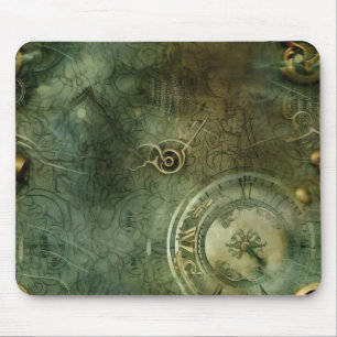 Classic Steampunk Clockwork Emerald Green Mouse Pad