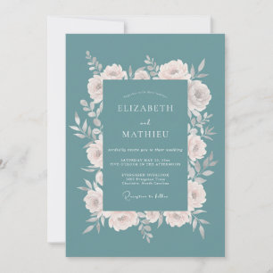 Classic Steel Slate Petal Wedding Invitation