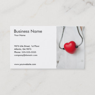 Classic Stethoscope Heart Doctor Red White Business Card