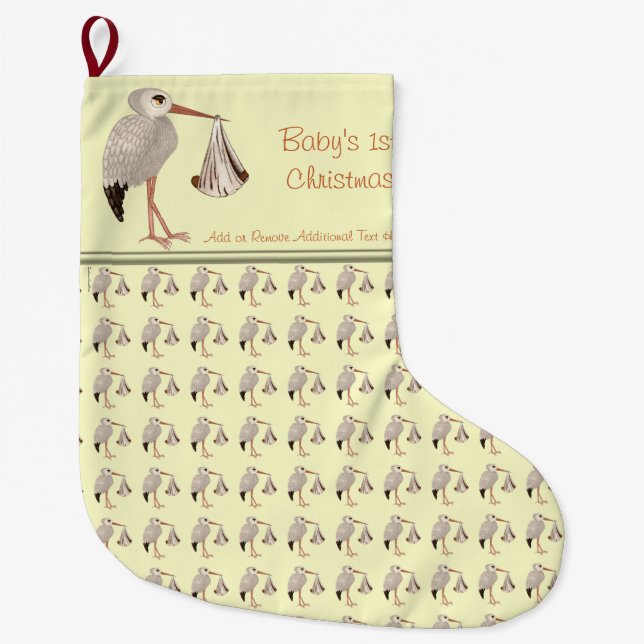 Classic Stork (Neutral) 2 Large Christmas Stocking (Front)