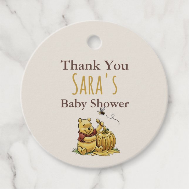 Classic Storybook Bear Baby Shower Favour Tag (Front)