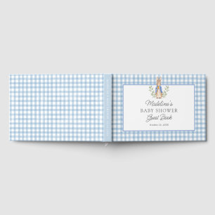 Classic Storybook Rabbit Blue Gingham Baby Shower Guest Book