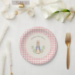 Classic Storybook Rabbit Gingham Baby Shower Paper Plate<br><div class="desc">Classic Storybook Rabbit gingham border</div>