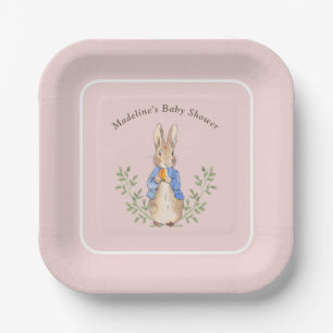 Classic Storybook Rabbit Gingham Vintage Baby Paper Plate