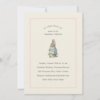 Classic Storybook Rabbit Pink Vintage Baby Shower Invitation