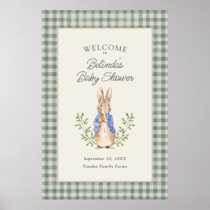 Classic Storybook Rabbit Sage Baby Shower Welcome Poster