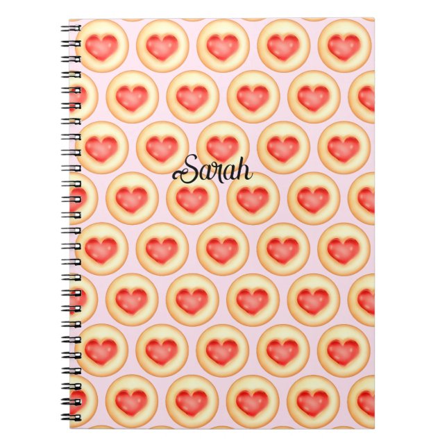 Classic Strawberry Heart Thumbprint Cookies Notebook (Front)