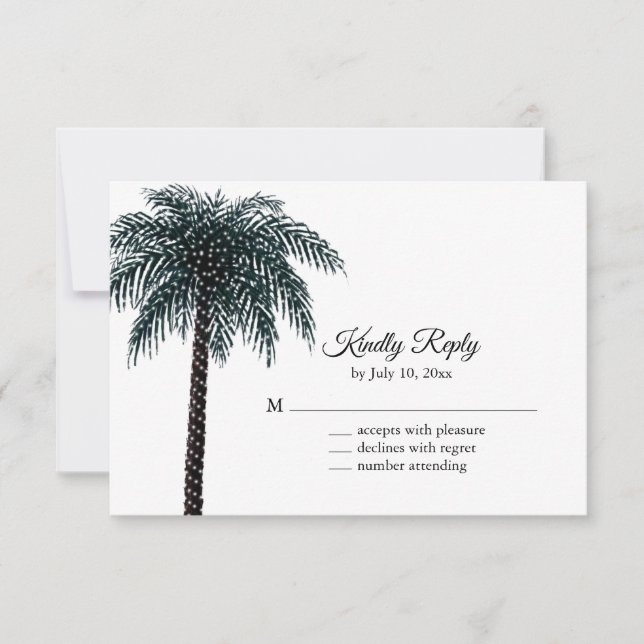 Classic String Lights Palm Tree RSVP Card (Front)