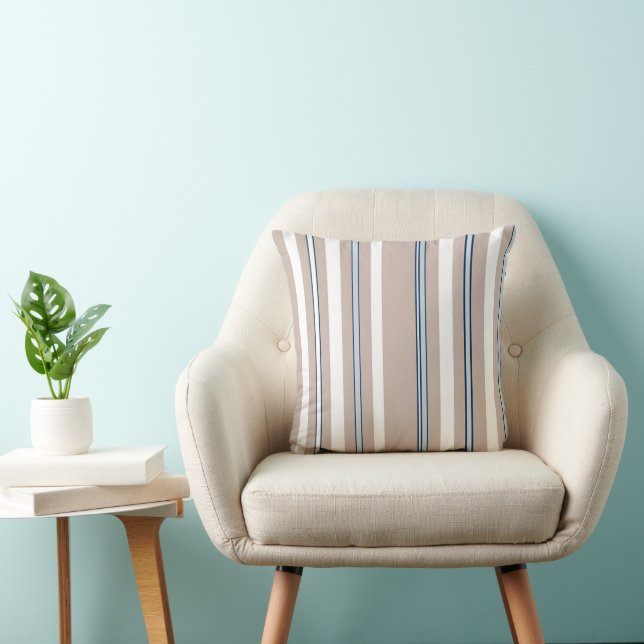 Classic Stripe Beige, white and blue  Cushion (Chair)