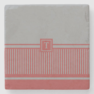 Classic Stripe Monogram Stone Coaster