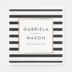 Classic Stripe Wedding Faux Gold Foil Napkin