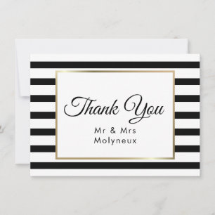 Classic Stripe Wedding Faux Gold Foil Thank You Card
