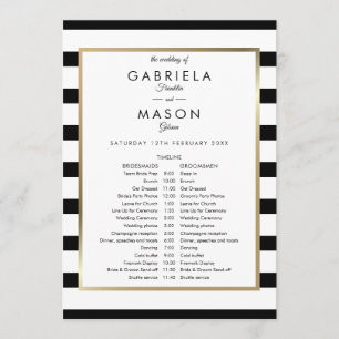 Classic Stripe Wedding Schedule Timeline Programme