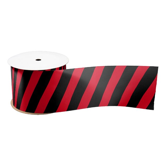 Classic Striped Black and Red  Satin Ribbon (Spool)