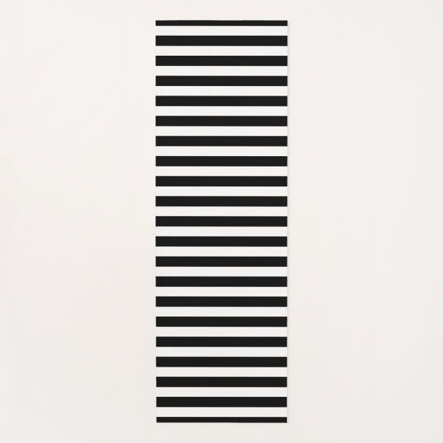 Classic Striped Black and White  Yoga Mat (Front)