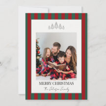 Classic Striped Christmas Card with Photo